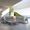 Armen Living Nofi Outdoor Patio Sectional Set in Gray Finish with Gray Cushions and Teak Wood SETODNOSEGR - alternate 4
